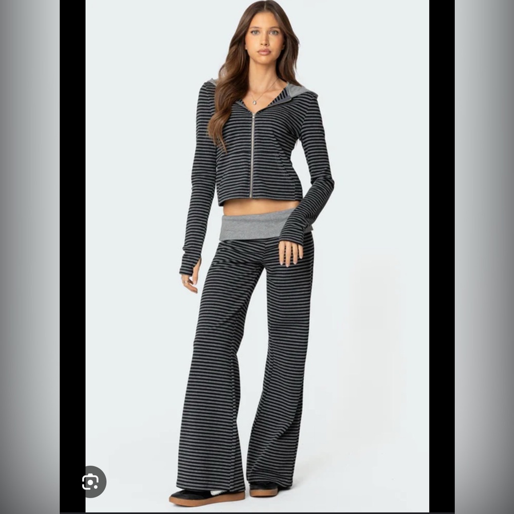 Edikted Striped Fold Over Pants